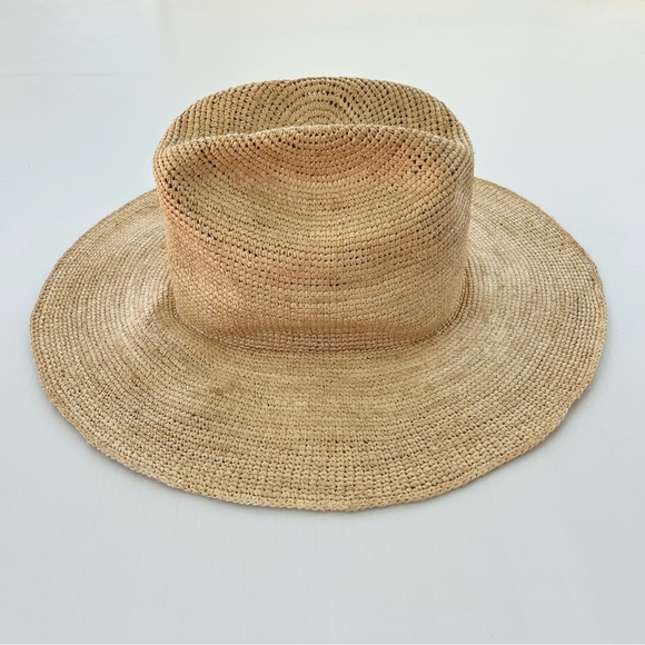 NEW Janessa Leone Chandler Raffia Straw Western Hat in Natural - Picture 4 of 9